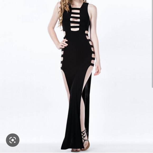 cleo Dresses & Skirts - Cleo Black Maxi Dress w/ Front and Side Cut Out Design